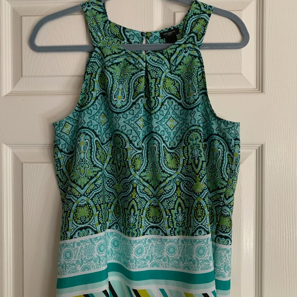 Ann Taylor Aqua Paisely Summer Top